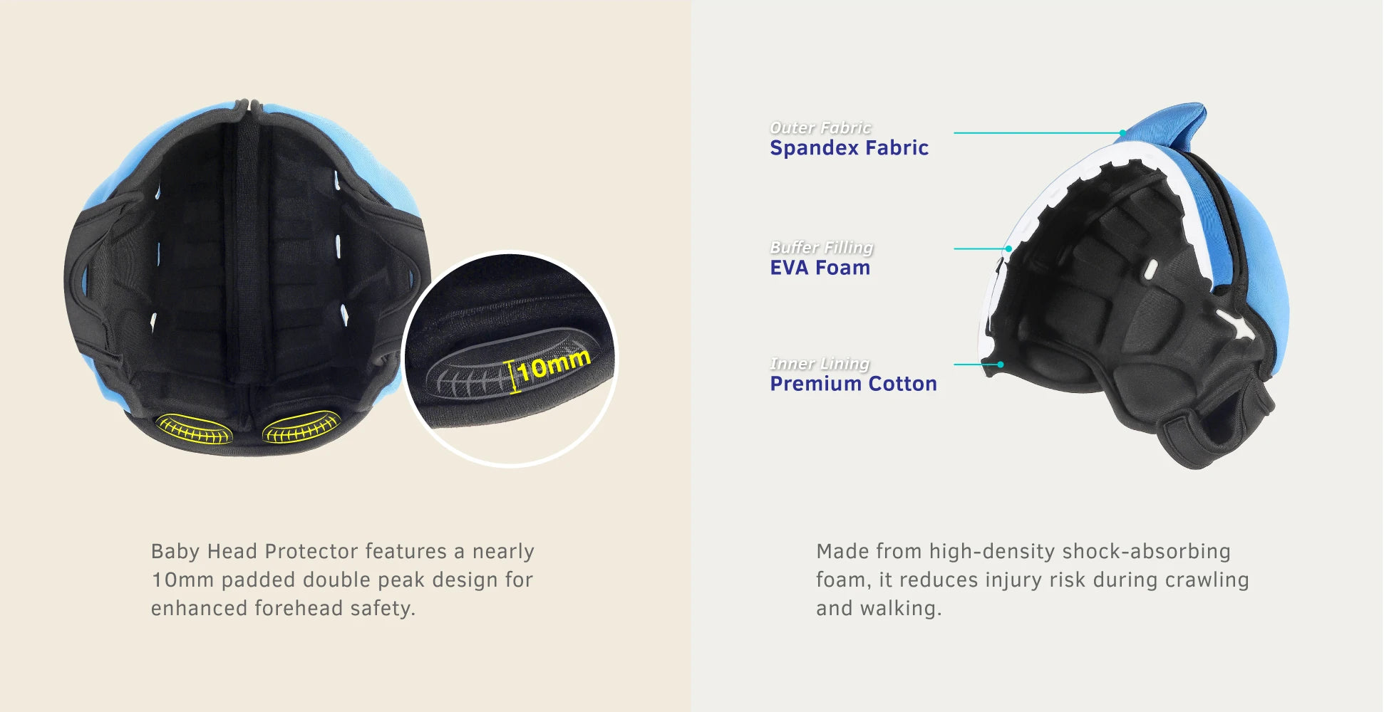 MamboBaby Safety Helmet for Crawling & Walking, Ultra Lightweight Adjustable Infant Head Protector Suitable for Baby 6-24 Mont