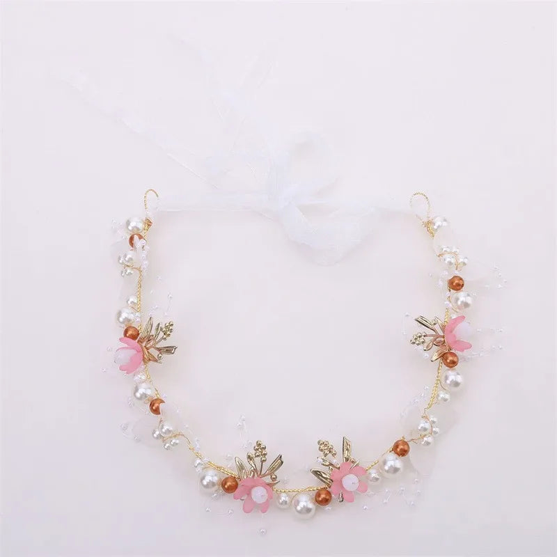 Bohemian Pearl Flower Headband For Girls Wedding Bridal - Smarsty