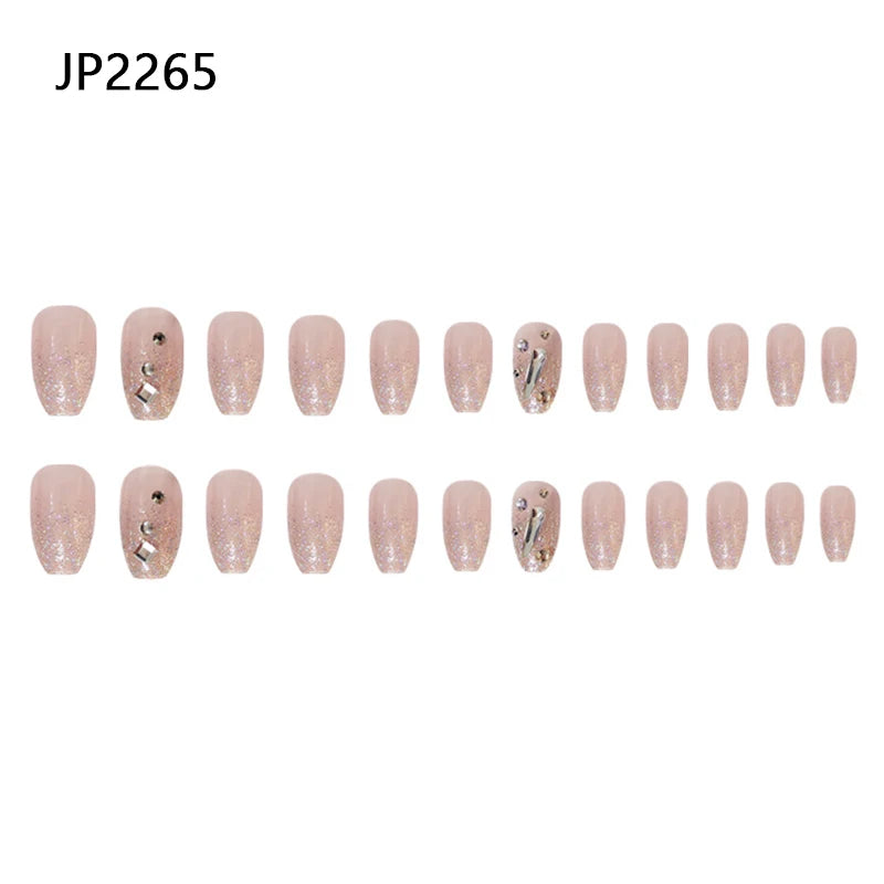 Long Coffin Nails with Glitter Diamond Finish - Smarsty