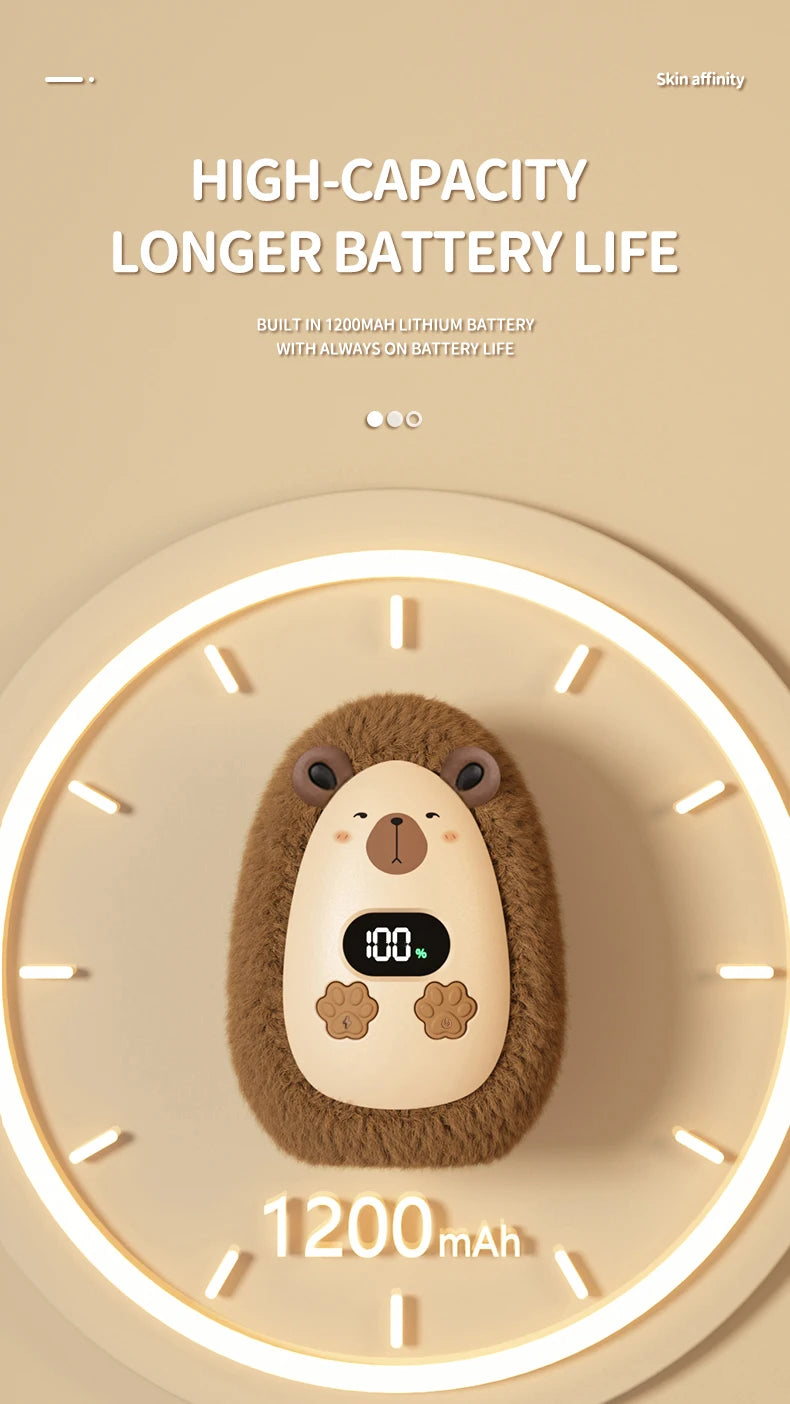 Plush Hand Warmer Winter Mini Portable Three-speed Adjustment Battery Life Long-lasting Smart Temperature Control Hand Warmer - Smarsty