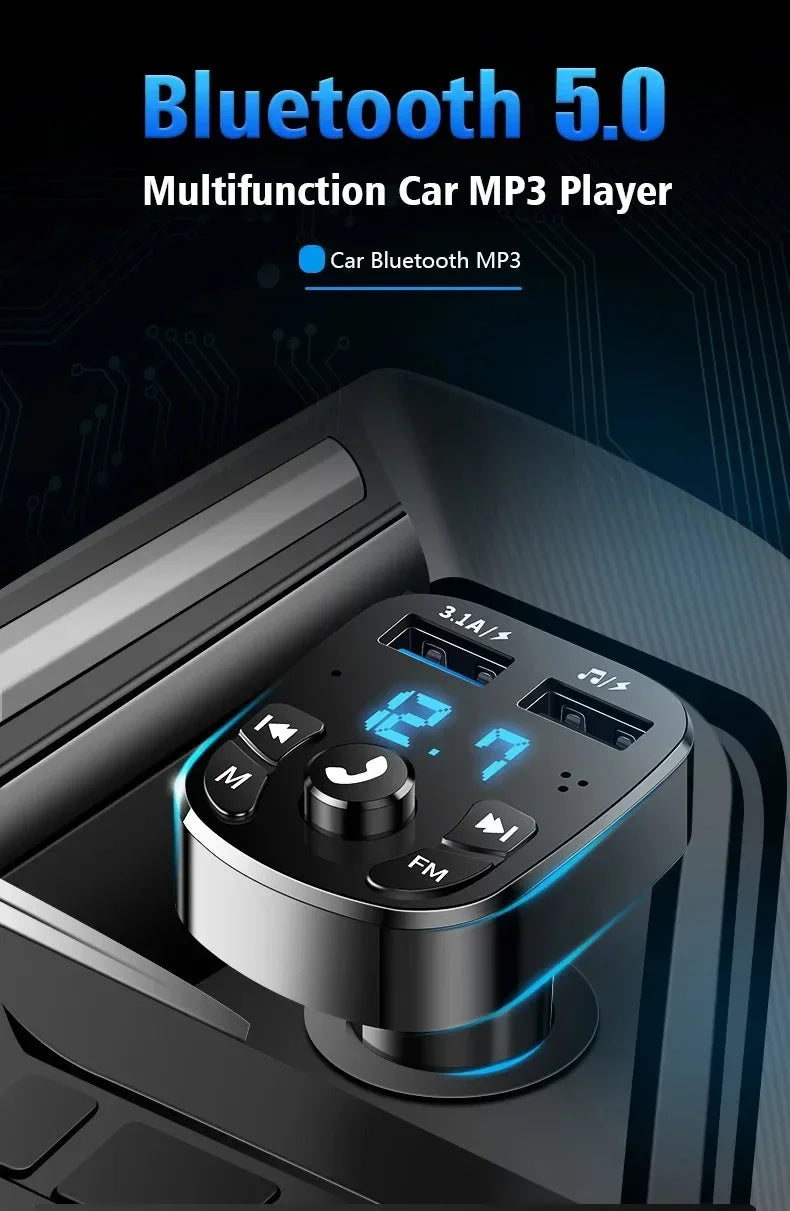 Car Bluetooth FM Transmitter Dual USB Fast Charger - Smarsty