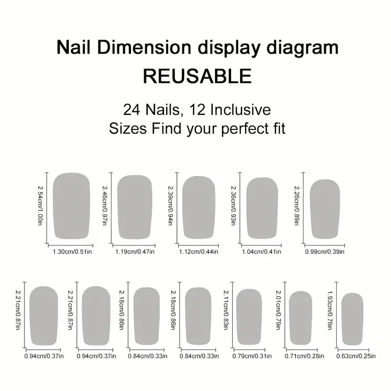 24 Piece Short Square Fake Nails with Colorful French Design - Smarsty