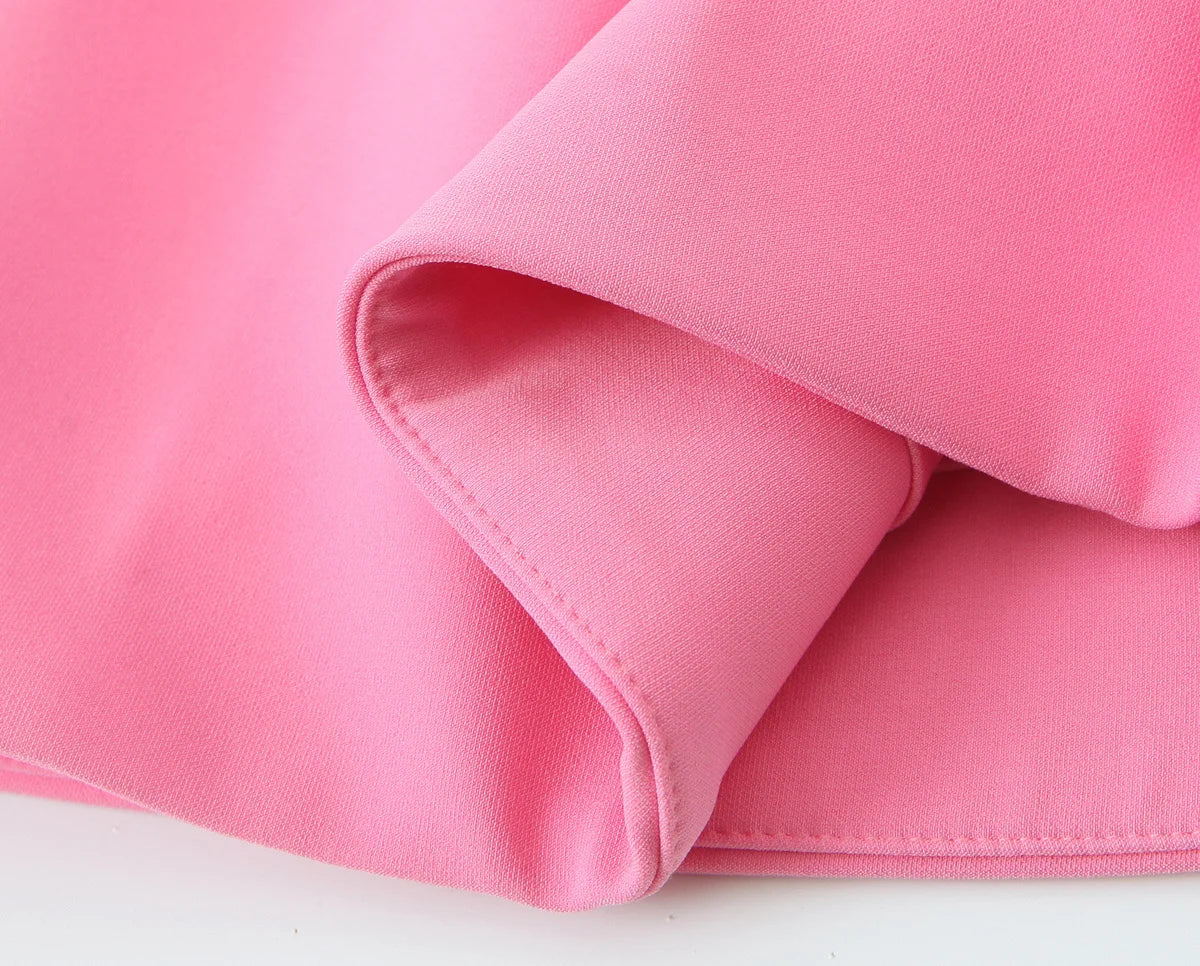 TFMLN Elegant Ladies Pink Spaghetti Strap Dress 2025 Summer New Simple Style Women Slim Short Dress Party Fashion A-Line Dress - Smarsty
