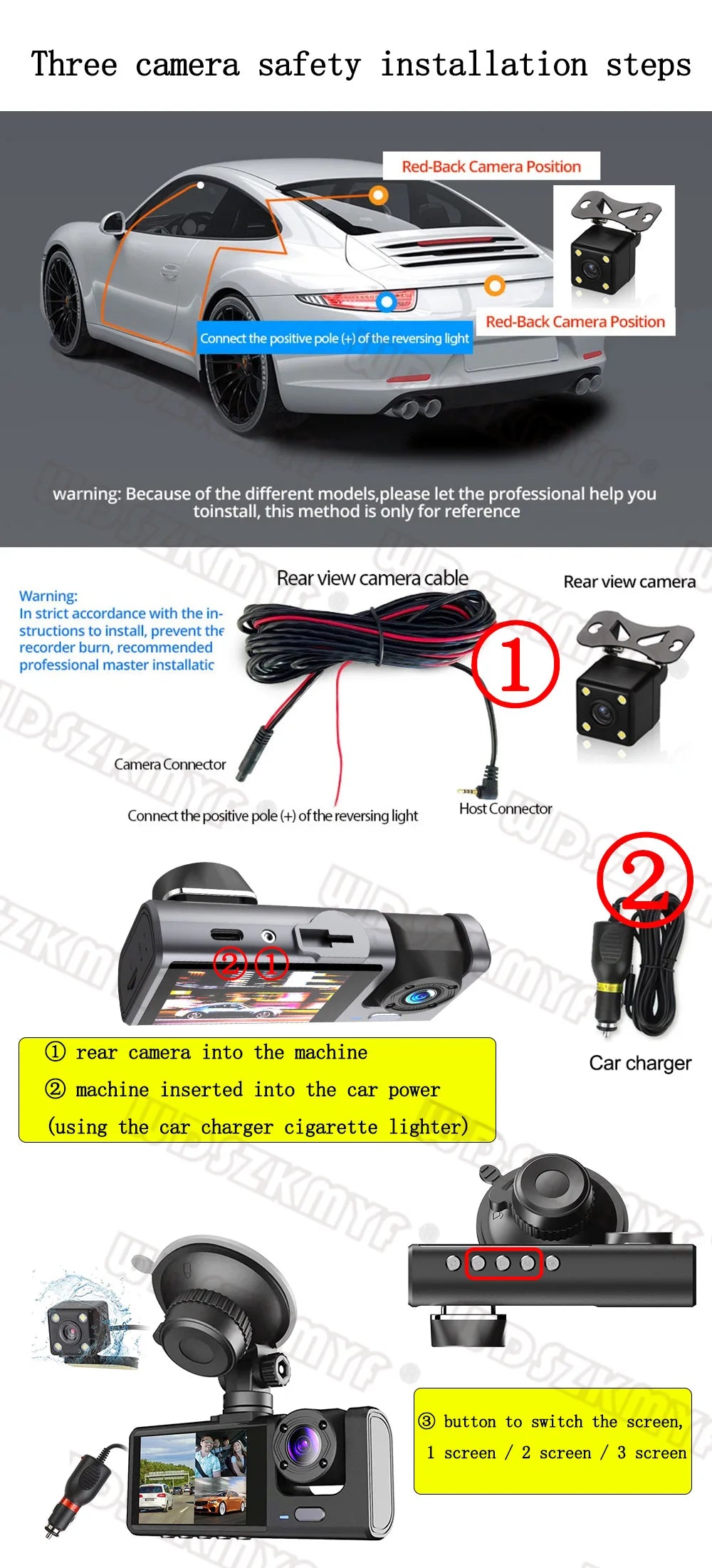 1080P Car Dash Cam Front Rear Night Vision Recording - Smarsty