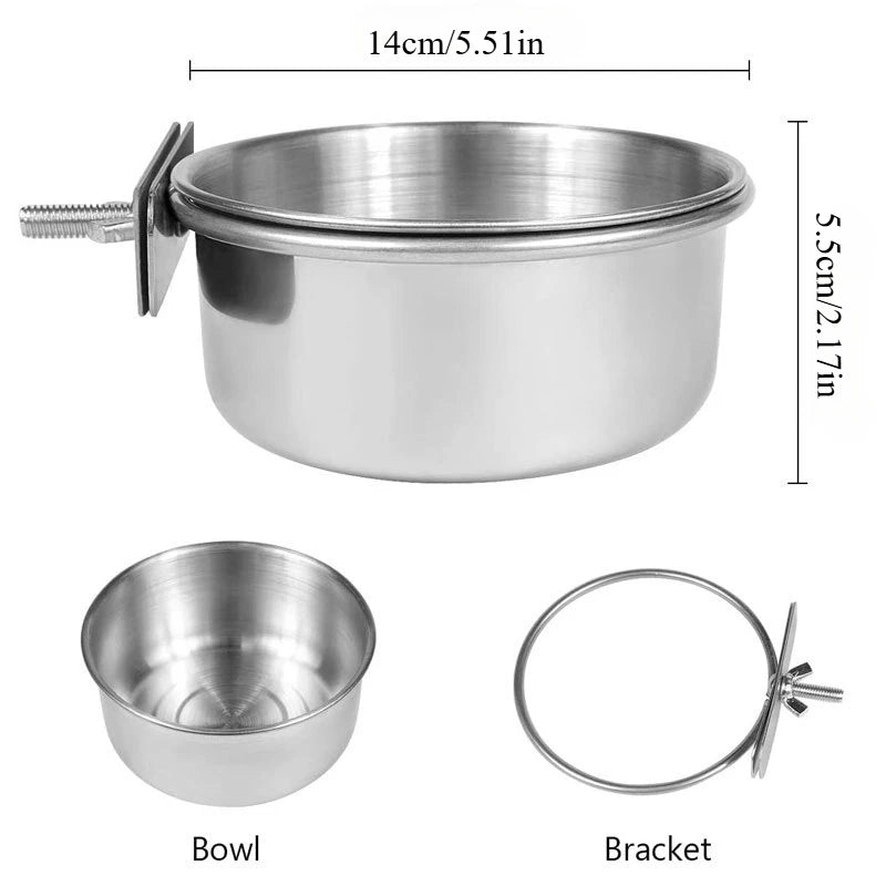 Stainless Steel Bird Feeder Bowl with Clamp Design - Smarsty