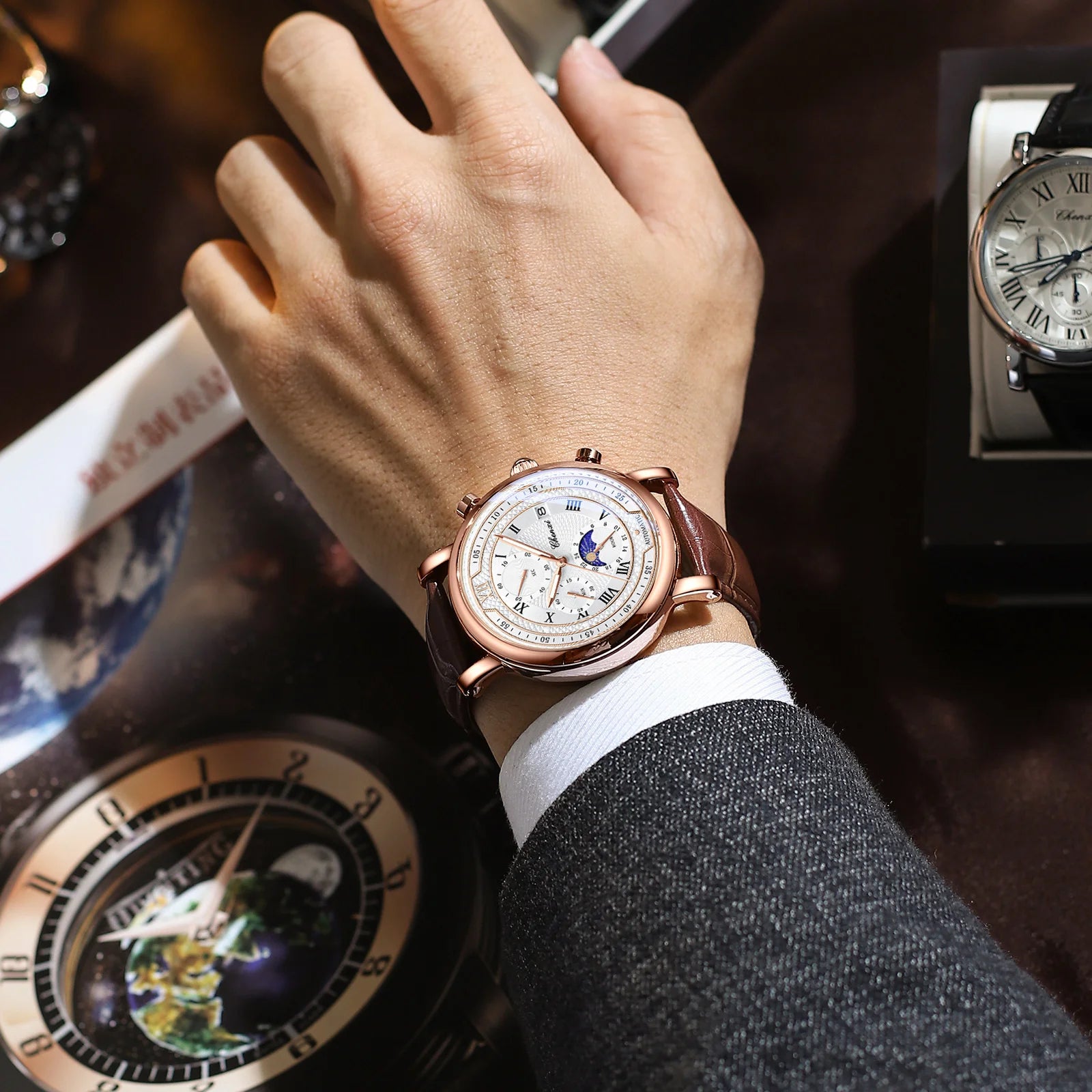 Chenxi Leather Chronograph Quartz Watch for Men - Smarsty