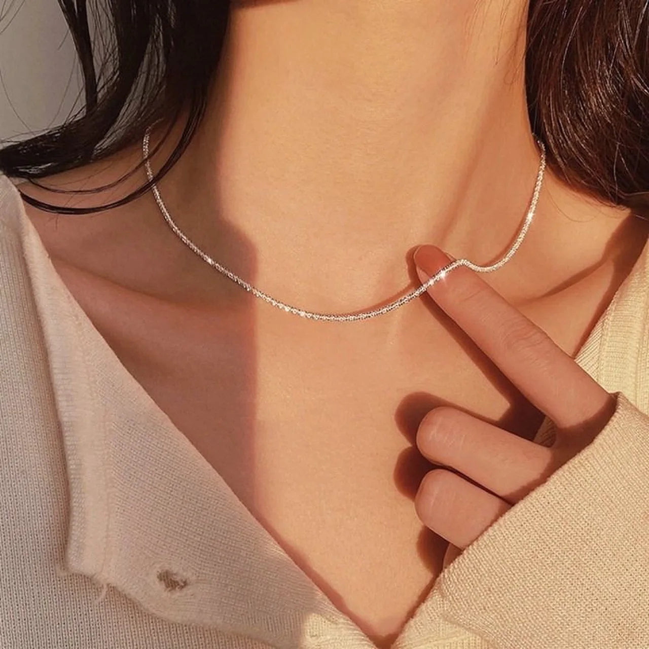Shiny Silver Plated Necklace and Bracelet Jewelry Set - Smarsty