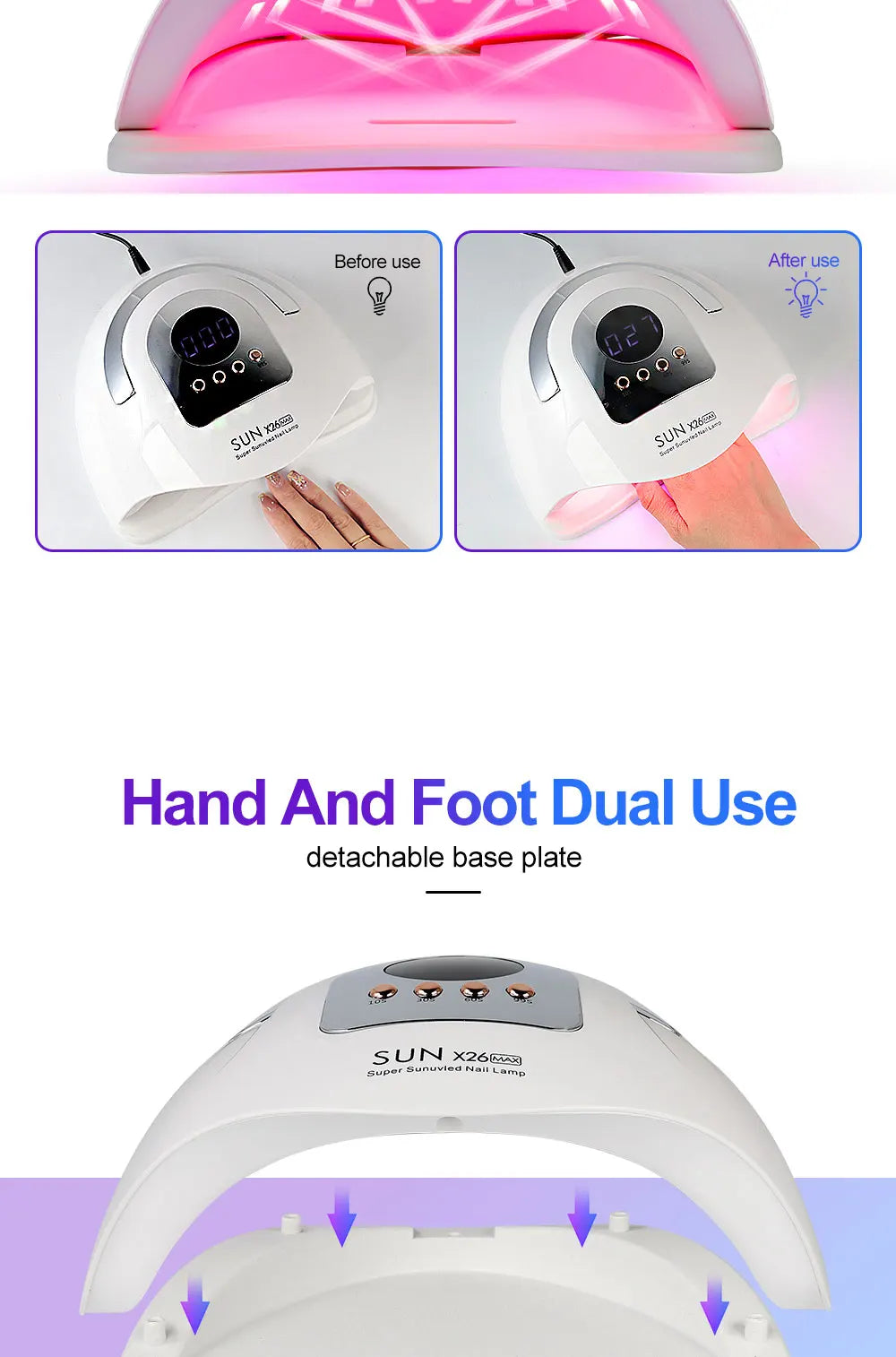 Sun X26 Max UV LED Nail Lamp with Auto Sensor - Smarsty