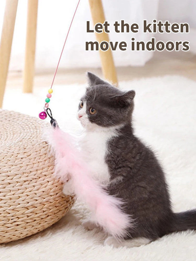 Cat Teaser Stick With Bell and Feather Fun - Smarsty