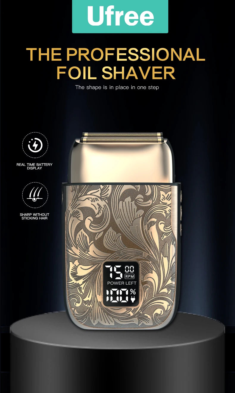 Ufree Close Shaver Electric Foil Shavers for Men, 3-Speed Electric Razor, Home appliance, Face Shaving Beard Trimmer with LCD