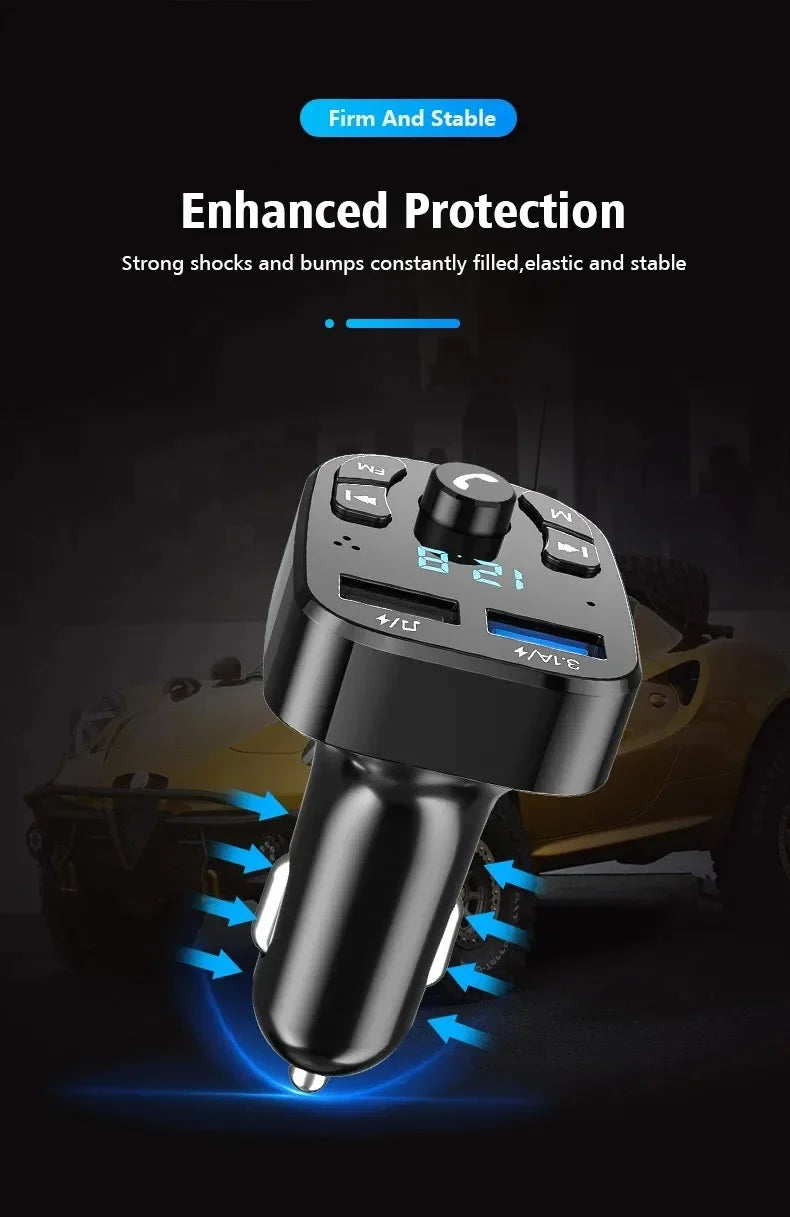 Car Bluetooth FM Transmitter Dual USB Fast Charger - Smarsty