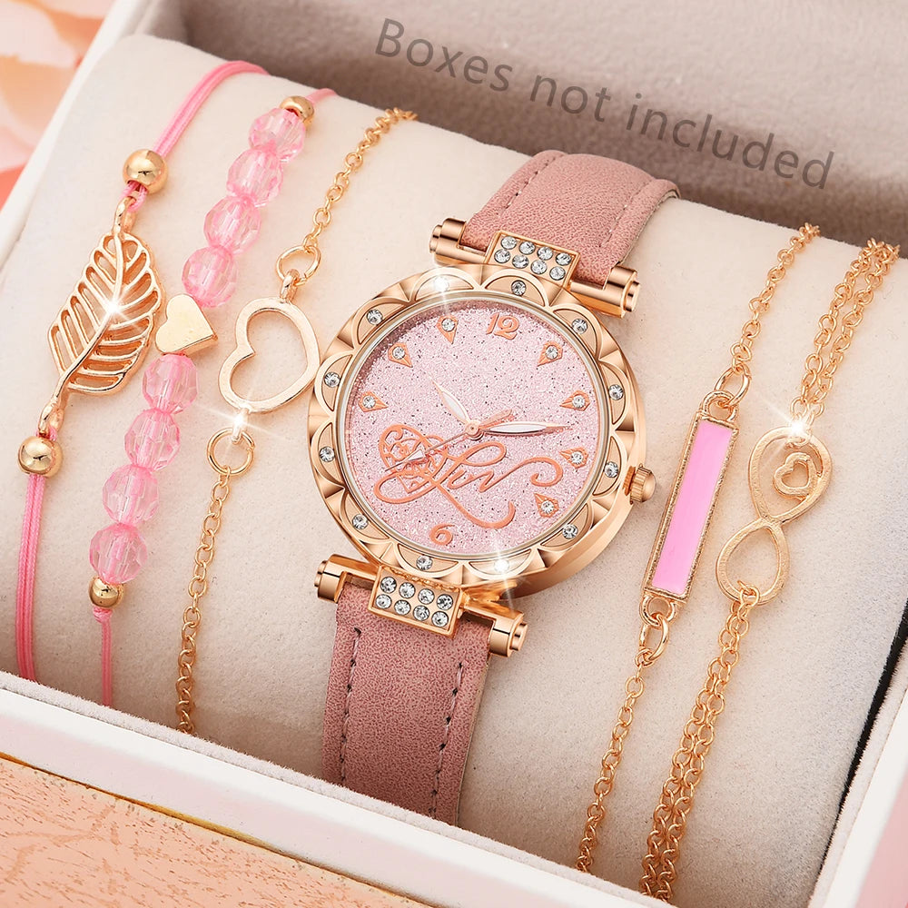 Luxury Leather Watch Set for Women with Elegant Design - Smarsty