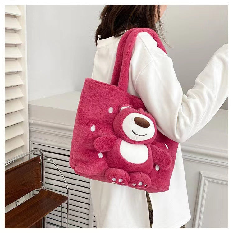 Disney Stitch Plush Shoulder Bag Cute Strawberry Bear - Smarsty
