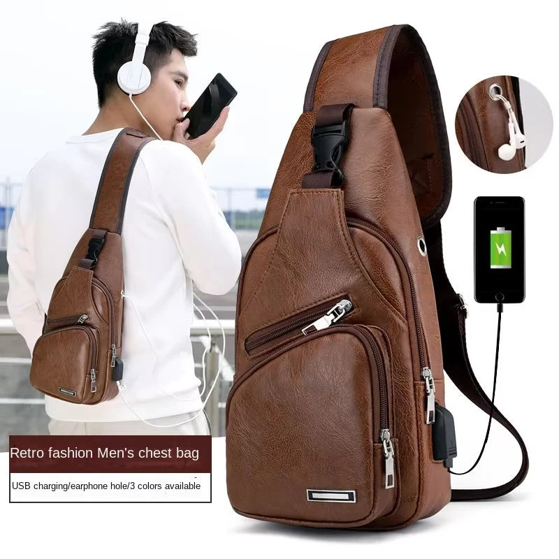 Mens USB Chest Bag With Portable Charging Crossbody - Smarsty