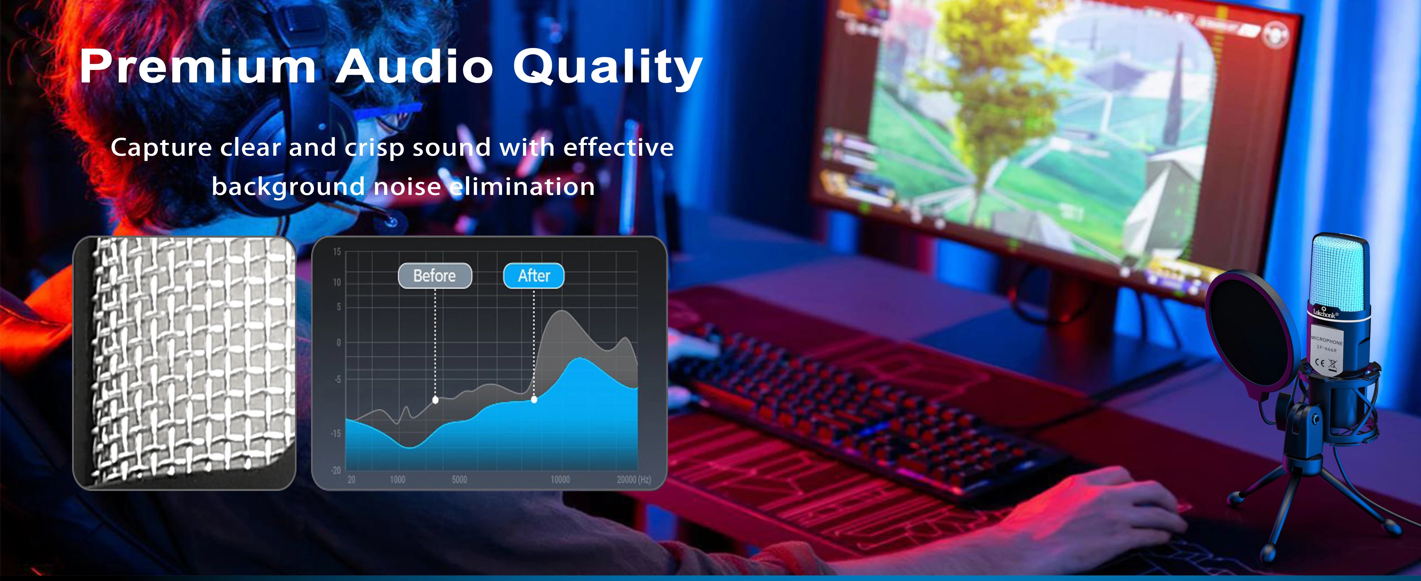 USB Condenser Microphone with RGB Lighting for Streaming - Smarsty