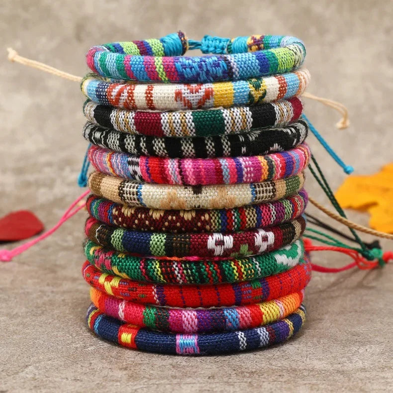 Colorful 12Pcs Nepal Ethnic Bracelet Set for Women - Smarsty