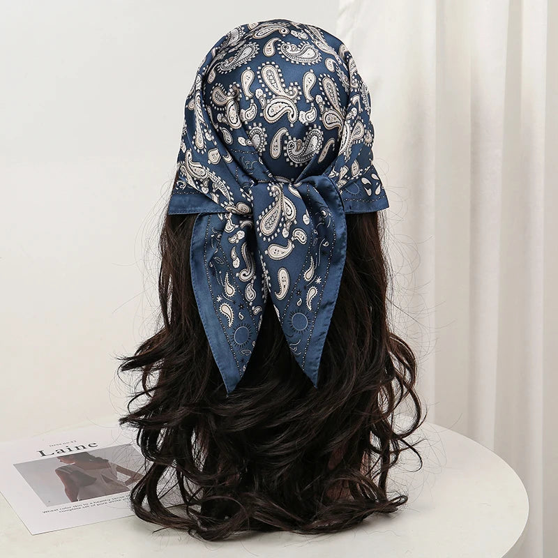 Bohemian Floral Print Silk Scarf for Women Sun Protection - Smarsty