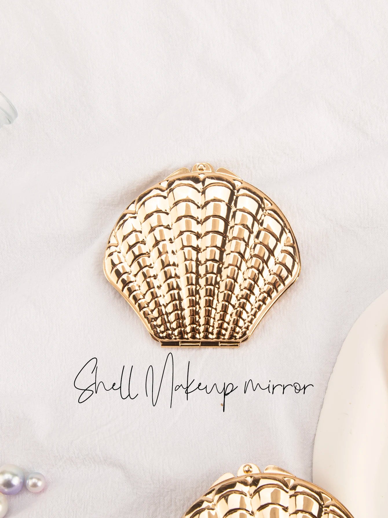 Golden Shell Double Sided Makeup Mirror Elegant Design - Smarsty