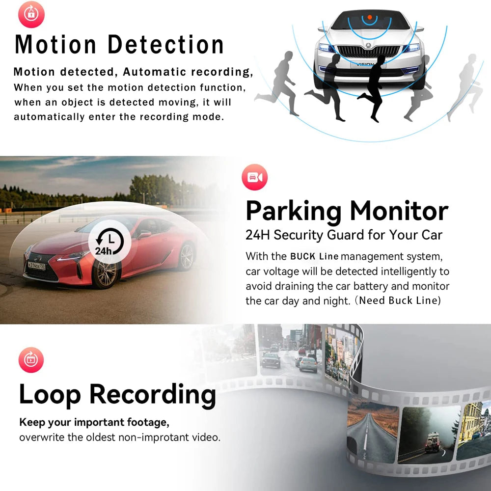 Three Channel Dash Cam 1080P With Three Lenses For Cars - Smarsty