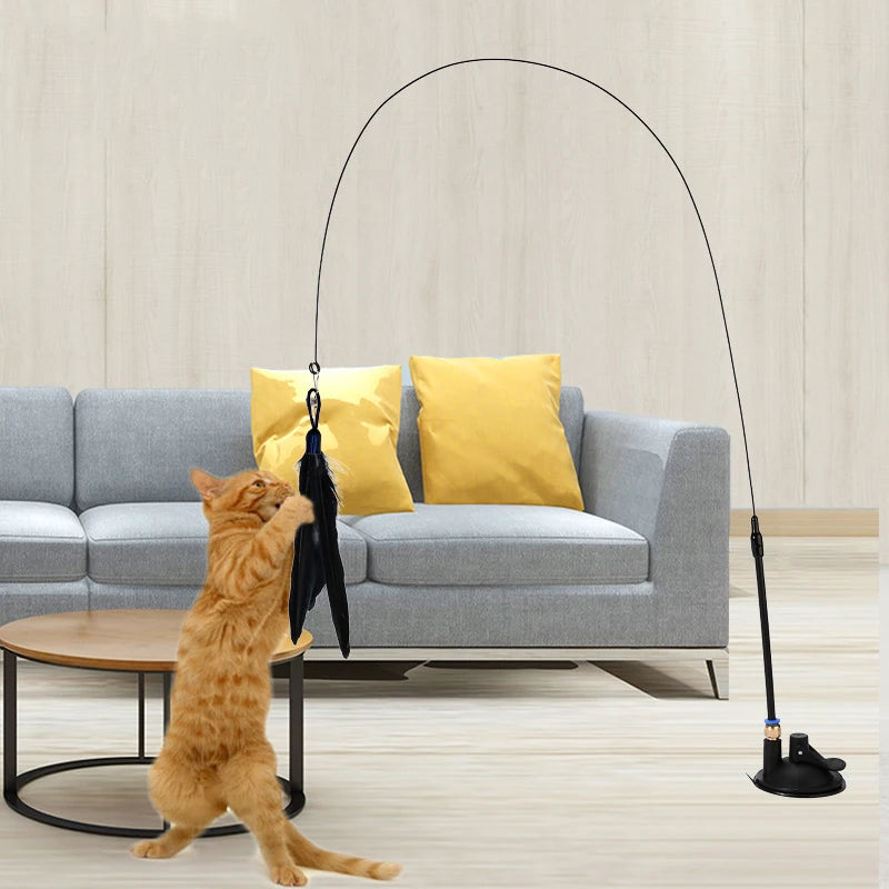 Interactive Cat Teaser Stick With Replaceable Feather - Smarsty