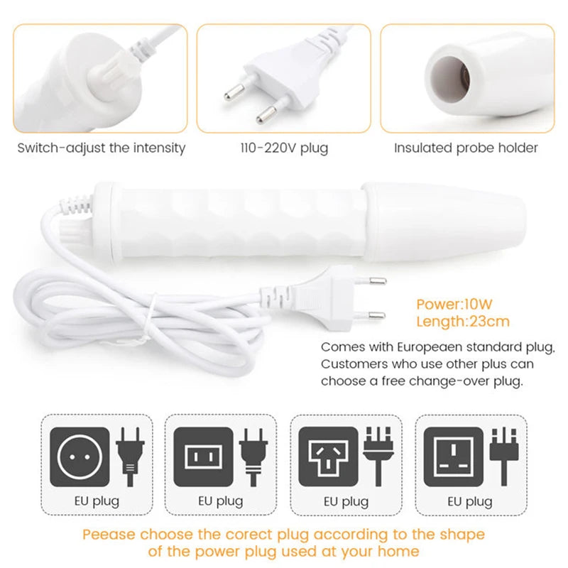 Portable High Frequency Skin Therapy Wand for Acne and Wrinkle Reduction - Smarsty
