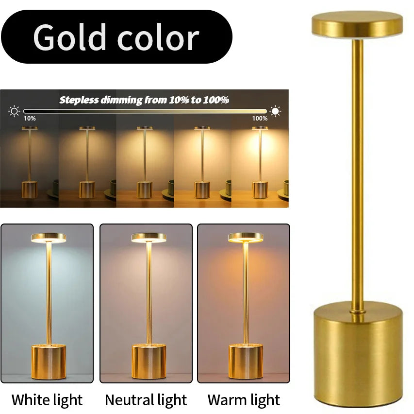 Classic Table Lamp USB Rechargeable Night Light Stepless Dimming Touch Desk Lamp 3 Colors Bedside Lamp Bar Hotel Decoration - Smarsty