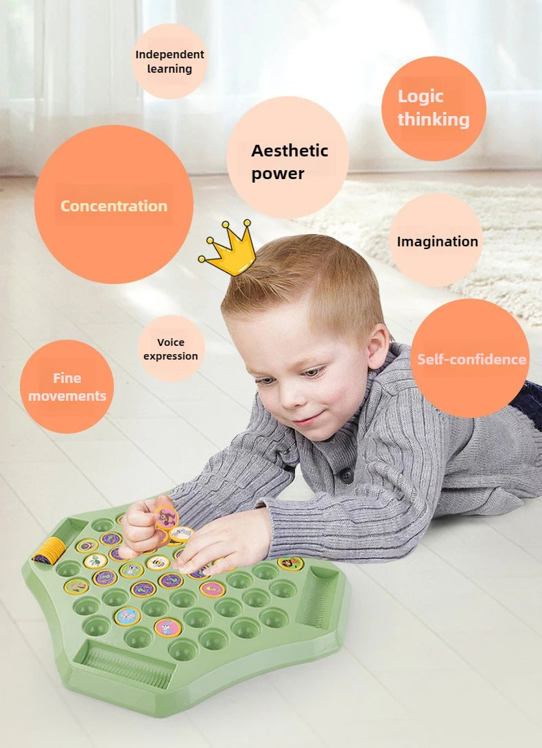 Kids Battle Chess Educational Toy Observation Concentration Training Fun Animal Flip Chess Parent-child Interactive Game Toys by Smarsty