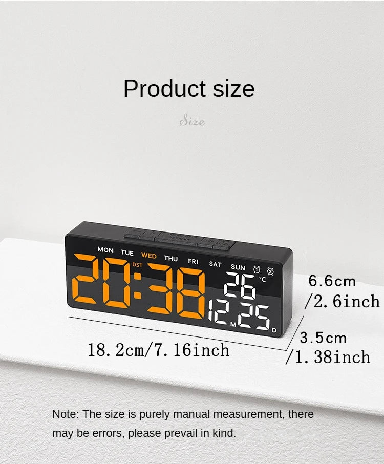 Digital LED Alarm Clock with Adjustable Brightness and Temperature Display - Smarsty