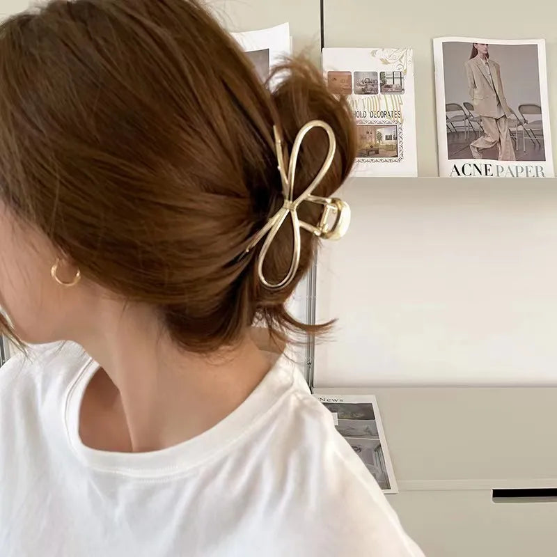 Elegant Geometric Hair Claw Clips Gold Silver Finish - Smarsty