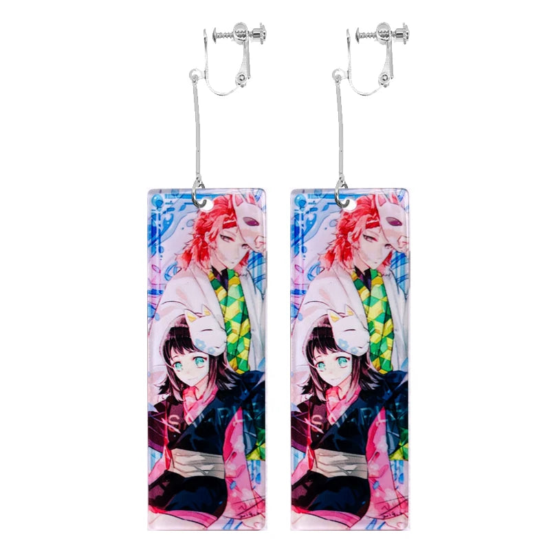 Acrylic Tanjiro Earrings for Women Anime Cosplay Jewelry - Smarsty