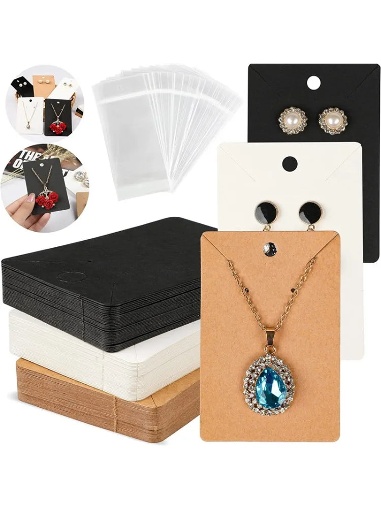 50 Pack Blank Jewelry Cards for Necklaces and Earrings - Smarsty