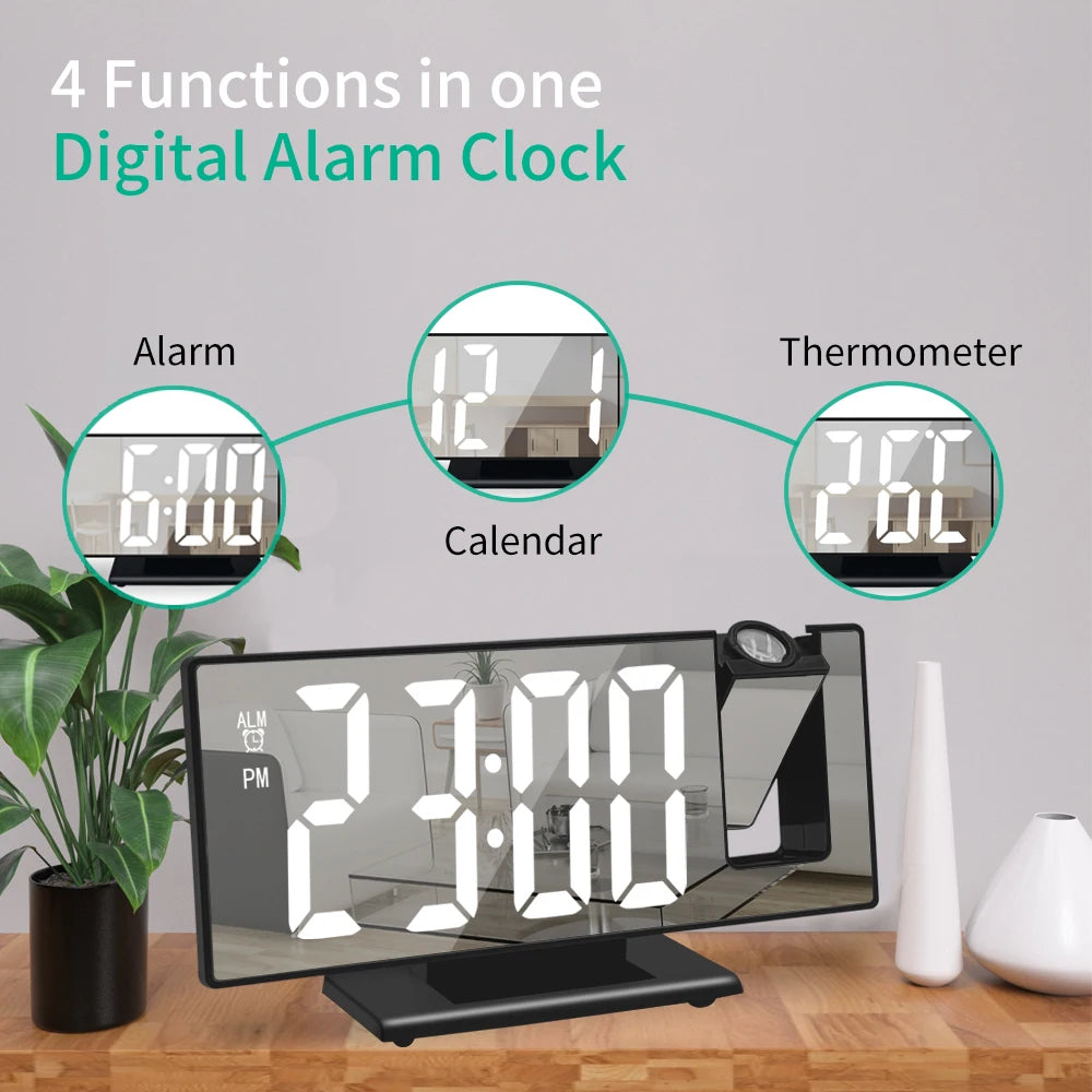 180 Degree Projection Alarm Clock with USB Charging - Smarsty