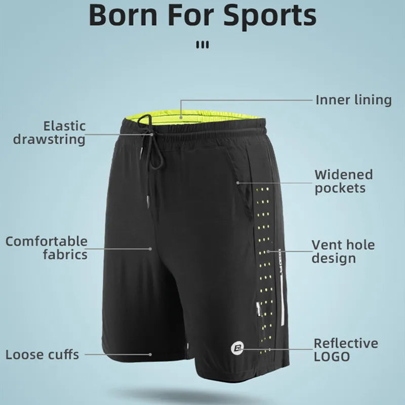 ROCKBROS Running Shorts Unisex Clothing Exercise Gym Shorts Spandex Jogging Fitness Breathable Cycling Outdoor Sports Asian Size - Smarsty