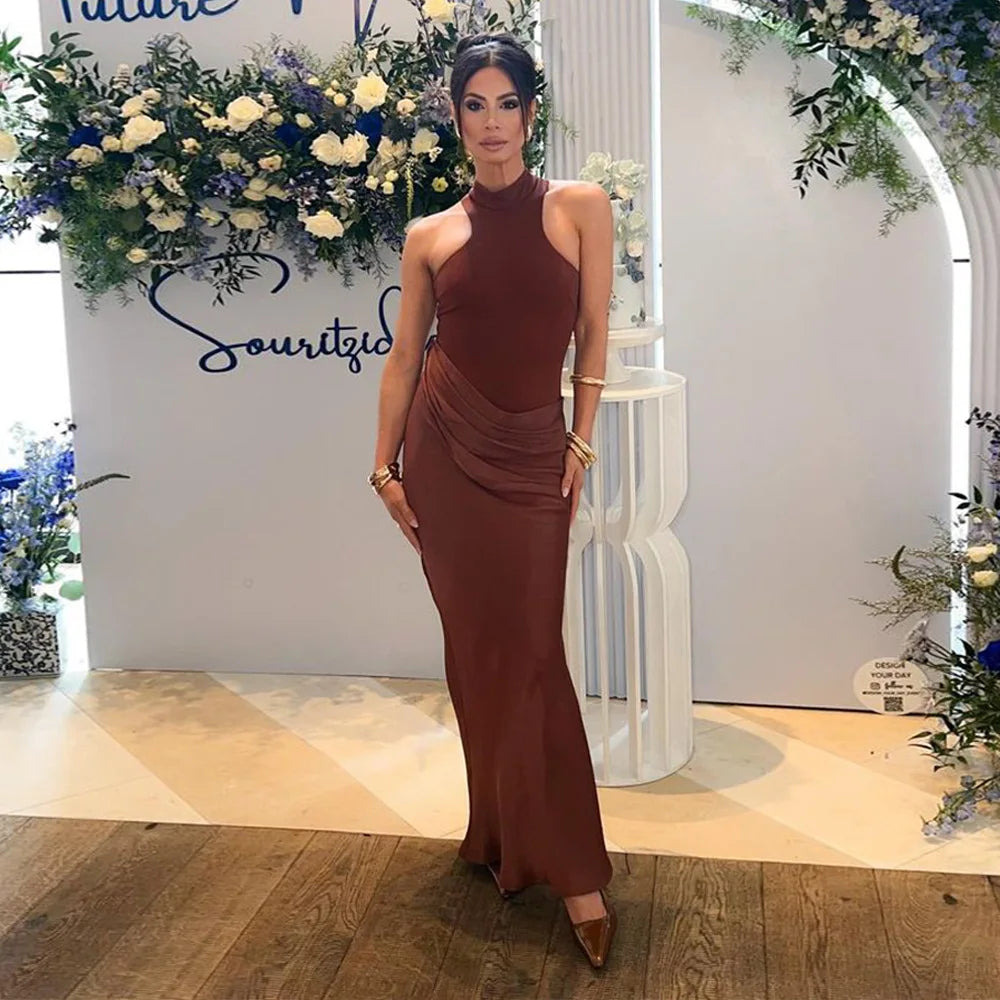 JULISSA MO Satin Sexy Hollow Out Women Maxi Dress Black Sleeveless High Waist Dress Female Autumn Skinny Elegant Party Clubwear - Smarsty