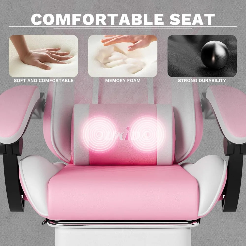 Ergonomic Gaming Chairs with Massage Lumbar Support, Swivel, Height Adjustable, and Headrest for Adults Comfort Gaming