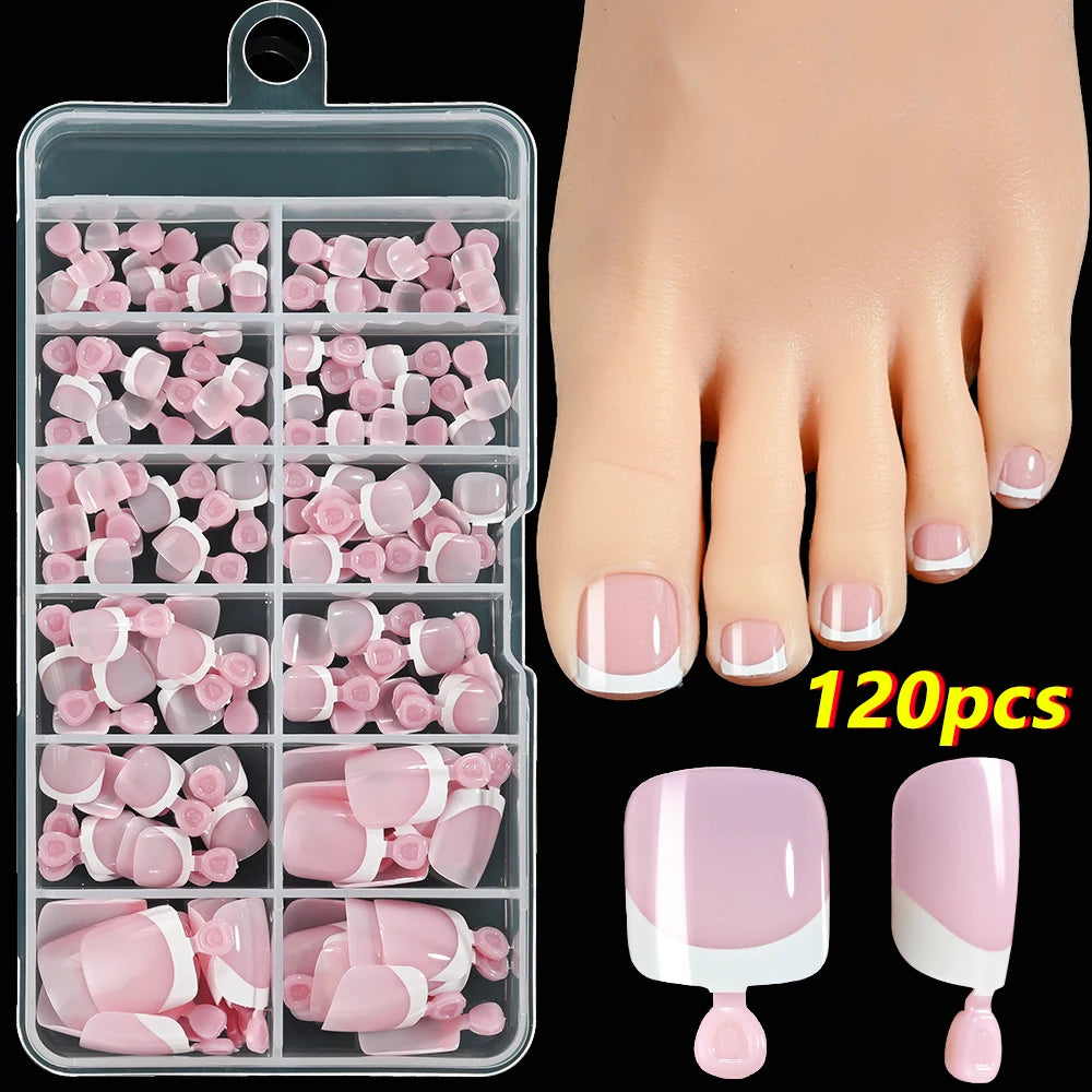 120Pcs French Fake Toenails in 9 Colors for Summer Style - Smarsty