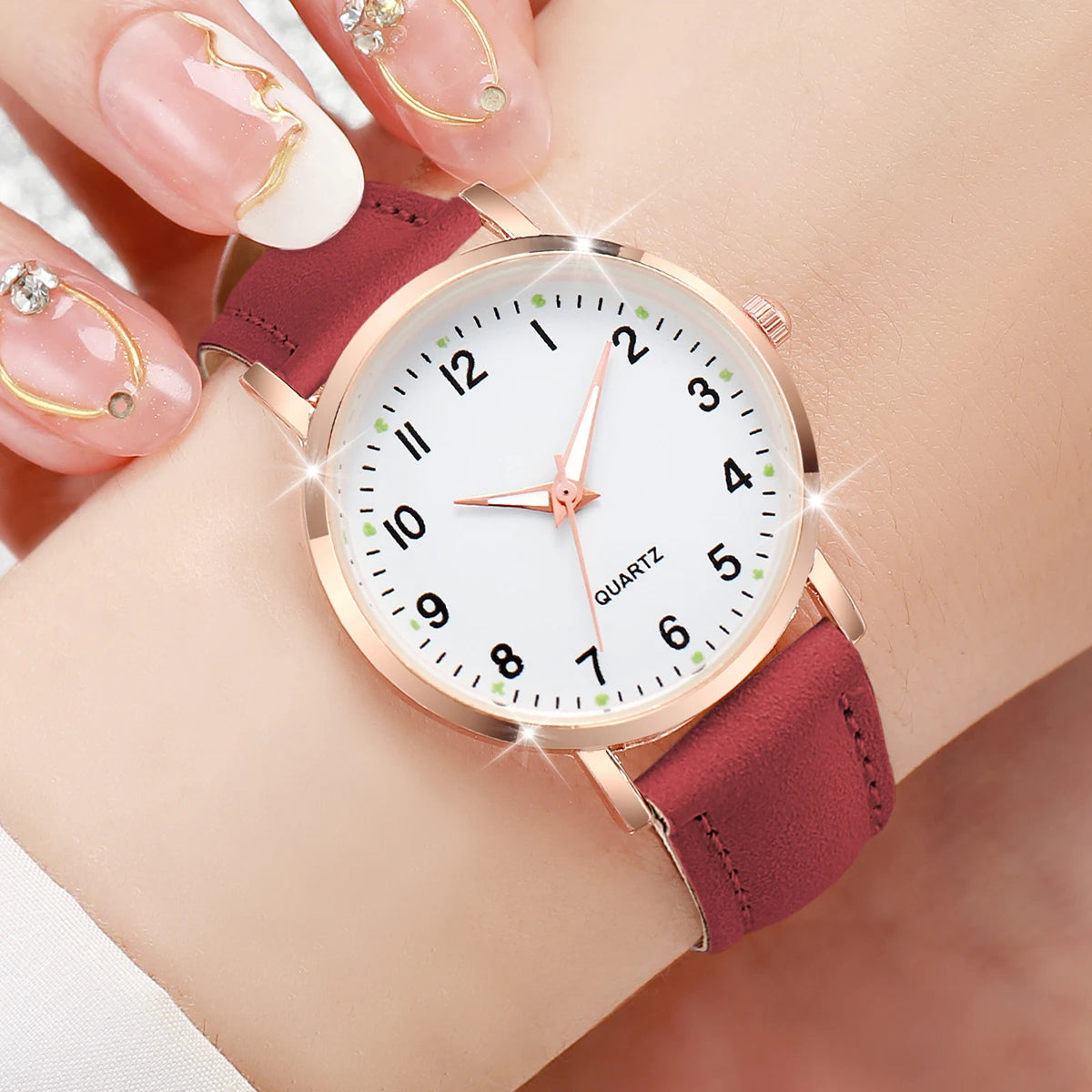 Fashion Arabic Dial Quartz Watch with Leather Strap for Women - Smarsty