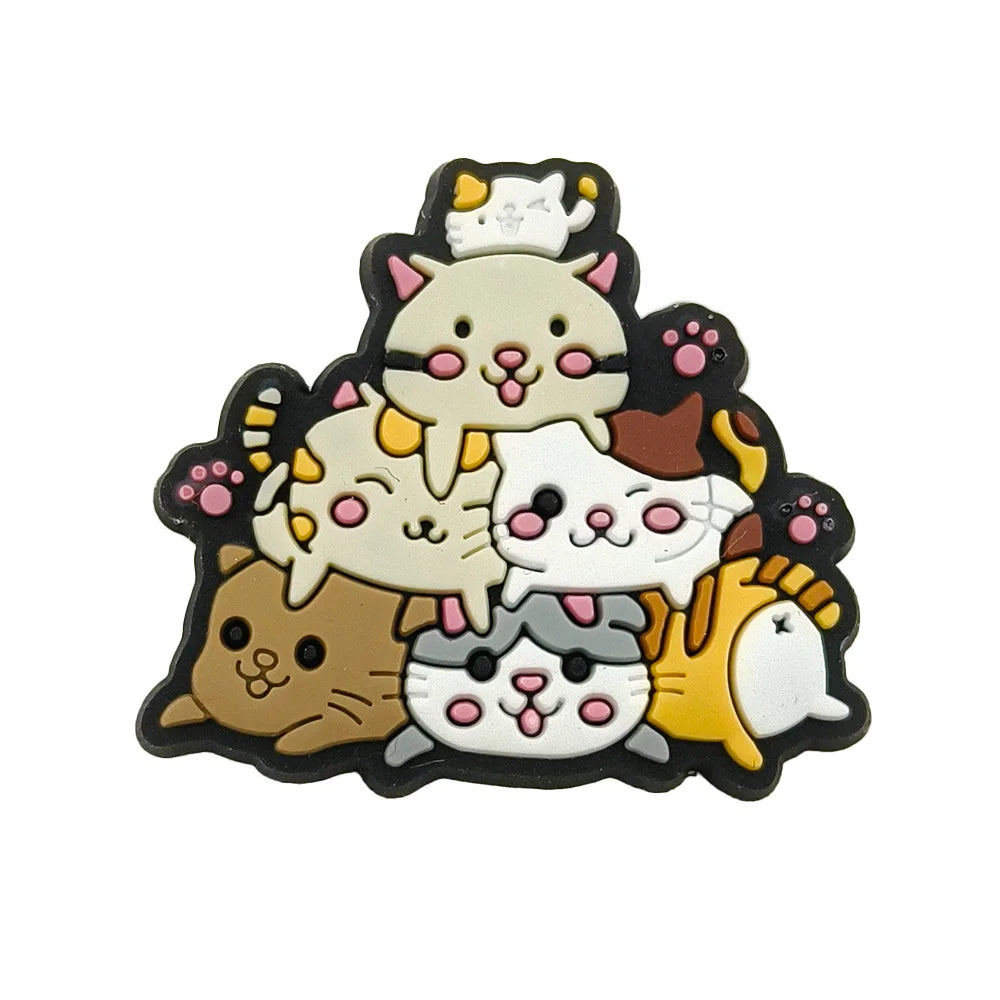 1pc Cute Cartoon Cats PVC Shoe Charms for Clogs Accessories Shoe Decorations Sandals Pins DIY Kids Women Beach Bags Accessories