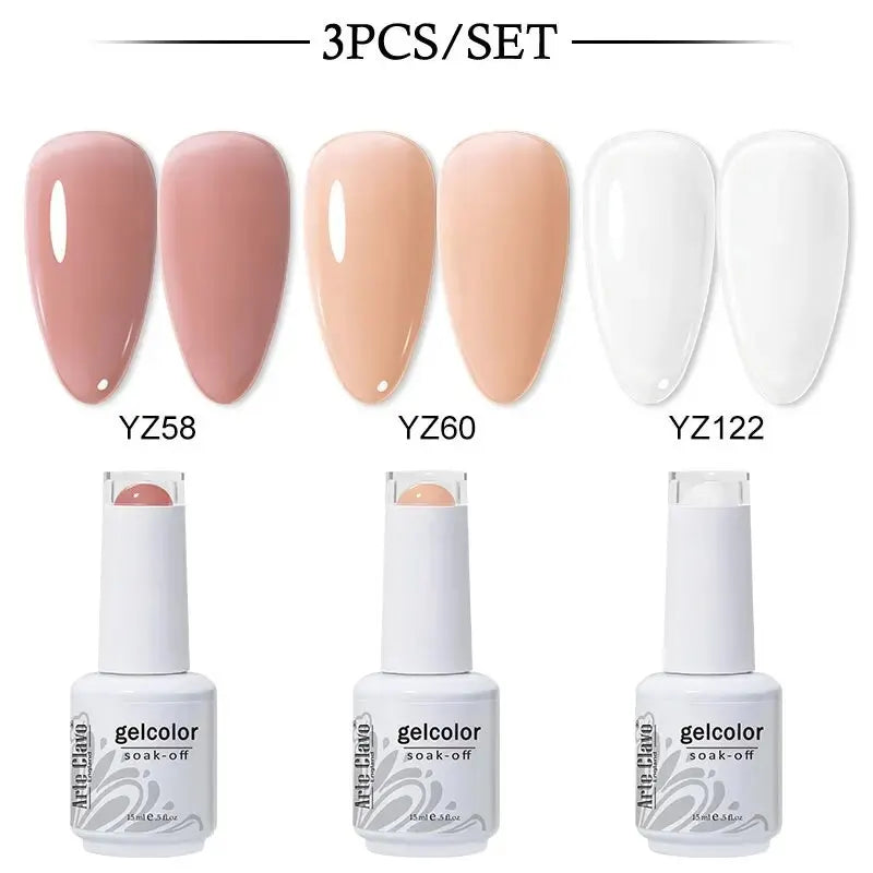 Arte Clavo 3pcs Nude Pink Jelly Gel Polish Set - Smarsty