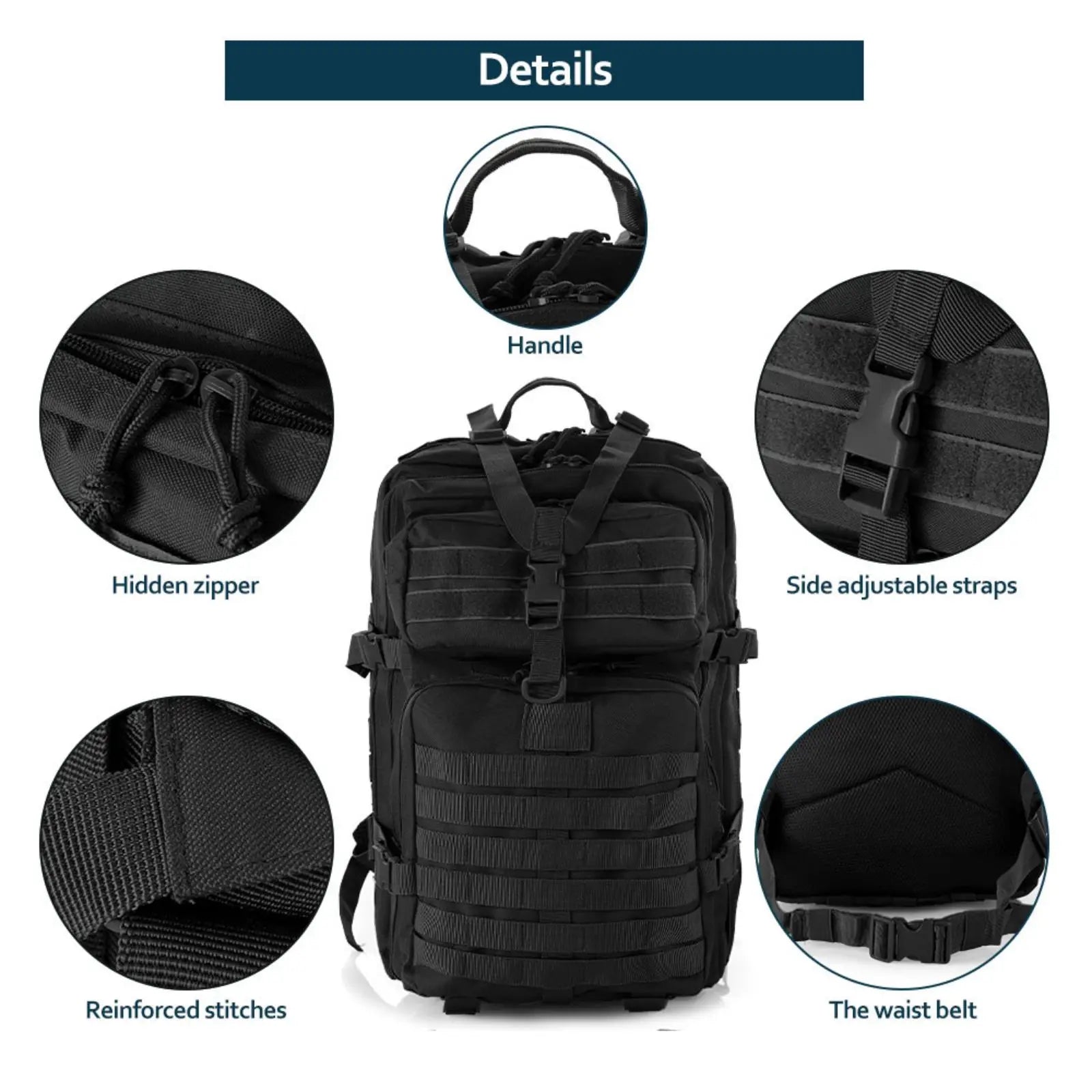 25L/50L Sturdy Nylon Waterproof Tactical Sports Trekking Fishing Hunting Camping Hiking Bag Backpack Outdoor Rucksacks - Smarsty