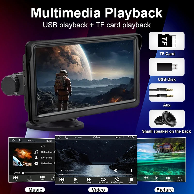 7 Inch Touch Screen Car Radio With Wireless CarPlay - Smarsty