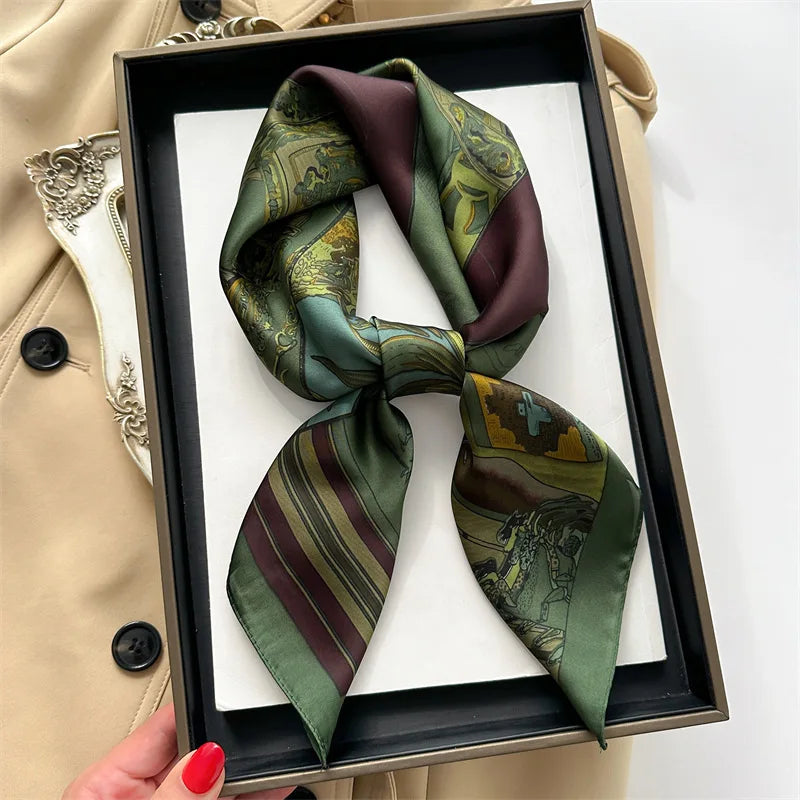 Women’s Breathable Retro Horse Print Silk Scarf - Smarsty