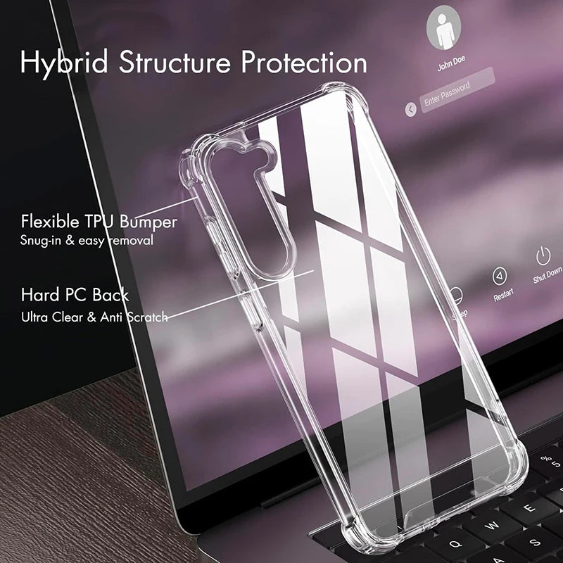 Smarsty Hybrid Shockproof Galaxy Clear Case With Anti Scratch Shield -