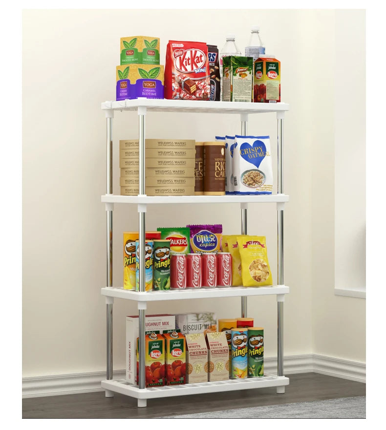 Four-Layer Multifunctional Storage Rack for Bathroom, Living Room, Kitchen, and Bedroom; Plastic Floor-Standing Storage Rack for Bathroom Organization by Smarsty