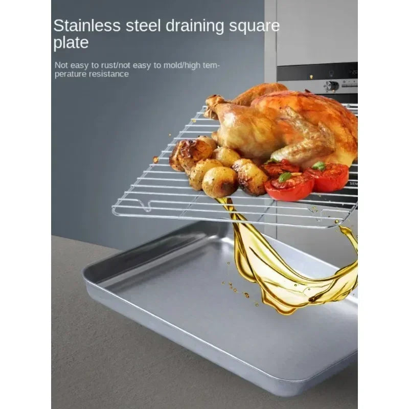 Stainless Steel Baking Pan with Rack for Grilling - Smarsty