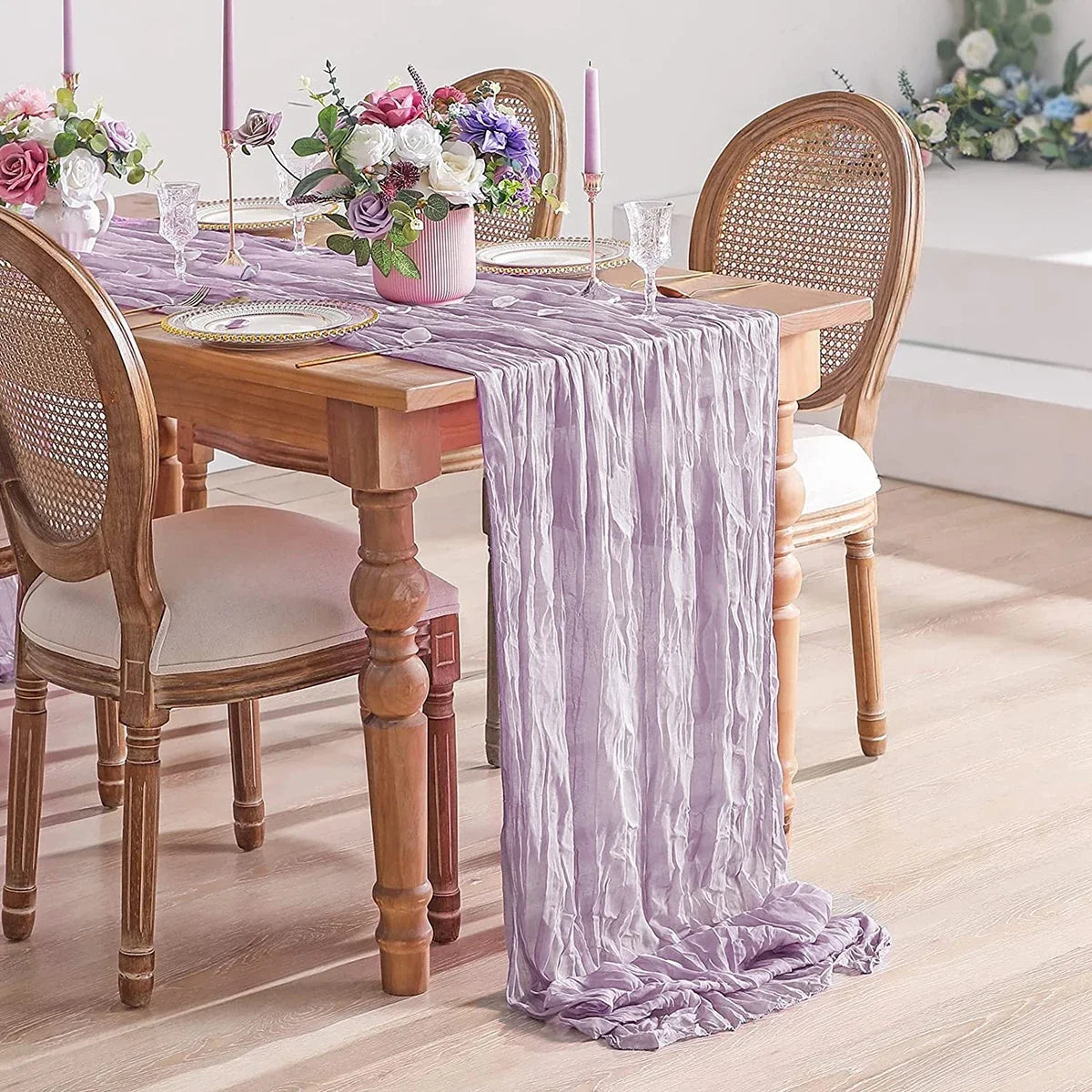 Semi-Sheer Sage Table Runner for Vintage Events - Smarsty