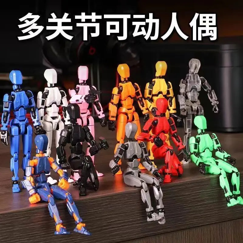 DIY Luminous T13 Multi-Jointed Movable Shapeshift Robot 3D Printed Mannequin Lucky robot and dog Action Figures Toys kids Gifts