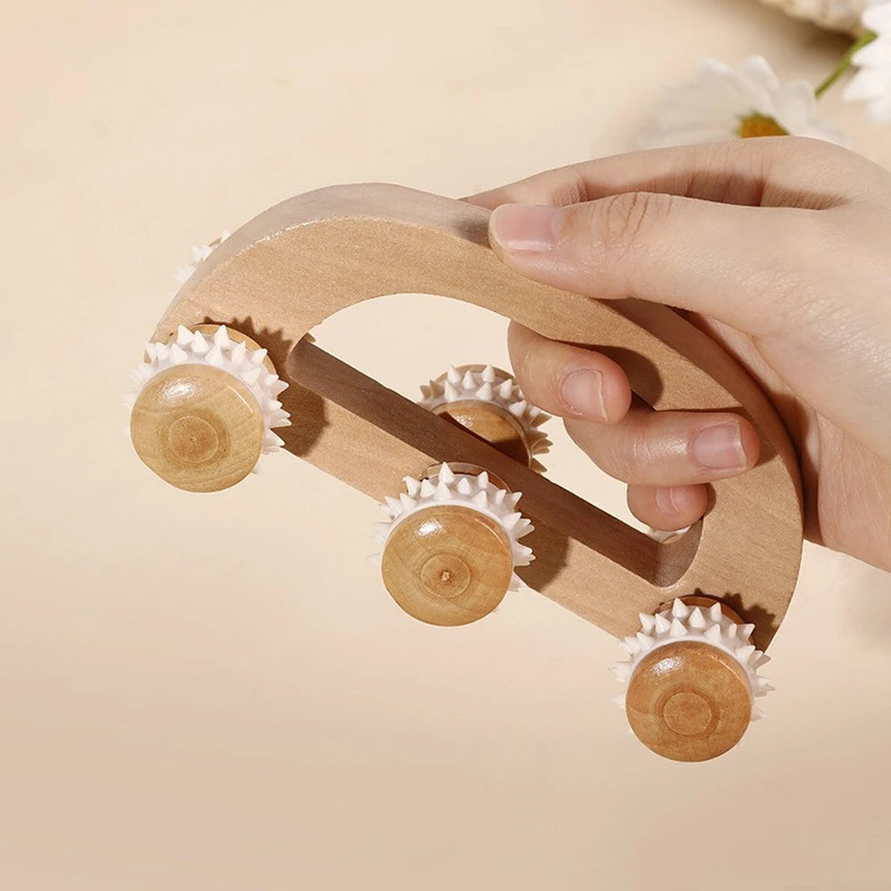 Handheld Wooden Massage Roller for Sore Muscles - Smarsty