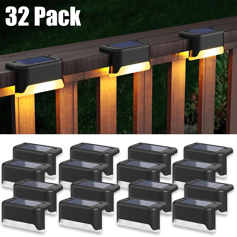 Warm White Solar LED Step Lights for Outdoor Safety - Smarsty