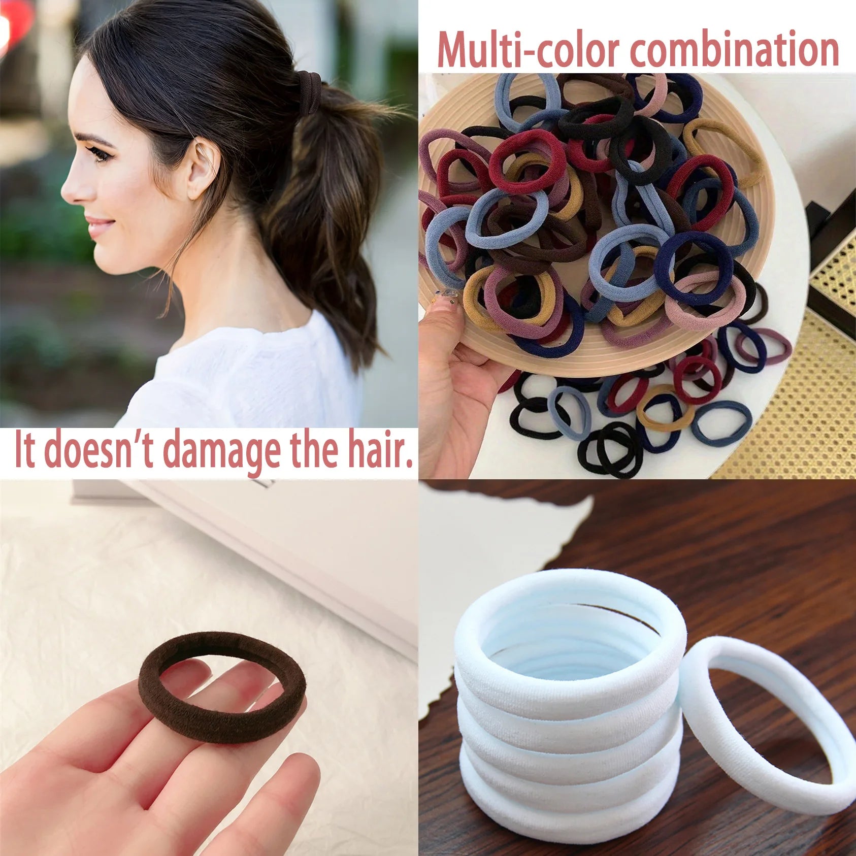 High Elastic Nylon Hair Bands 100 Pack Soft No Damage - Smarsty